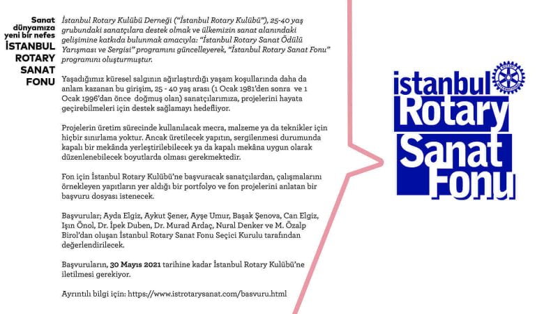 Sanatçılara “İstanbul Rotary Sanat Fonu” İçin Açık Çağrı