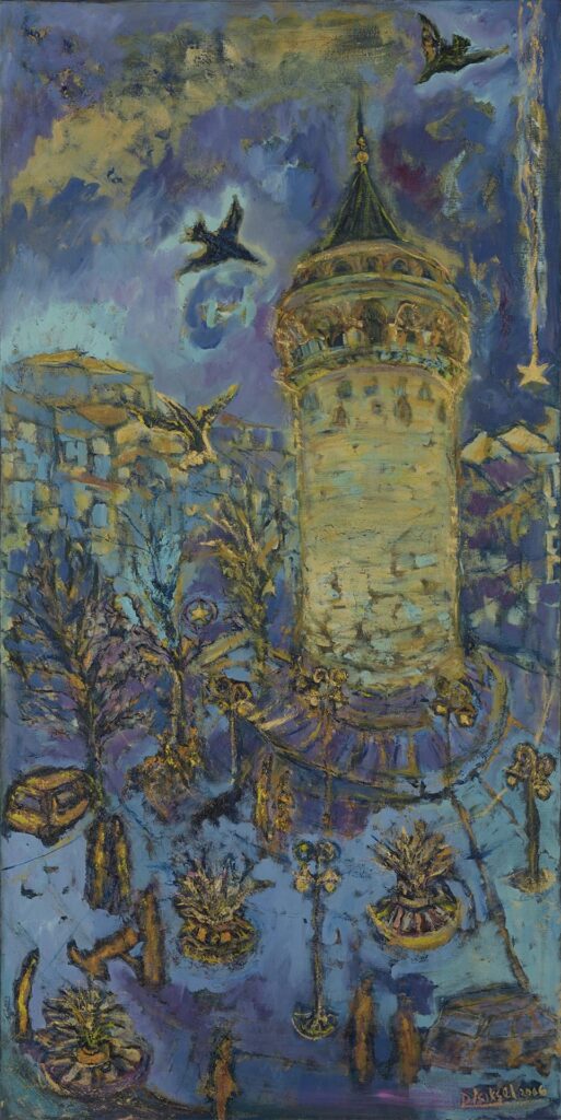 Dilek Işıksel, Galata Gece, 2006, tual üzeri yağlıboya, 105x55 cm
