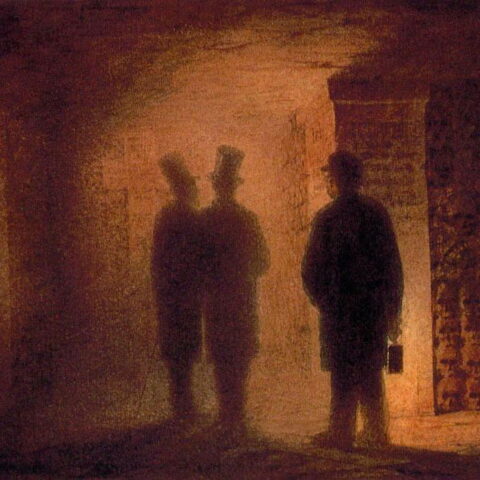 Viktor Hartmann, The Paris Catacombs, Suluboya, 17 x 12.9 cm, The Russian Museum Sint-Petersburg