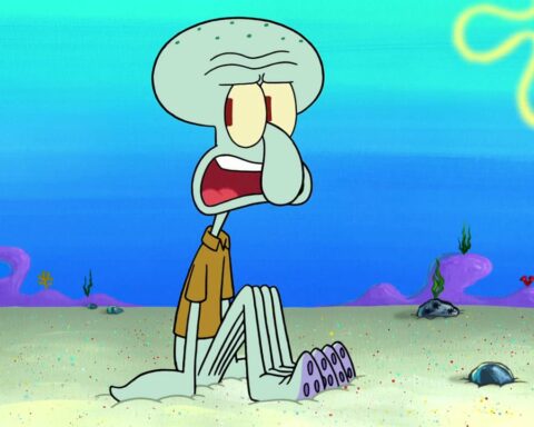 Squidward Tentacles, Nickelodeon'un amiral gemisi animasyon televizyon şovunun ana karakteri, "SpongeBob SquarePants." By Courtesy of Viacom/Nickelodeon