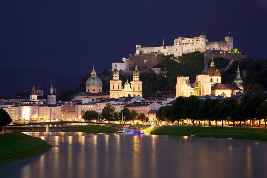 Old Town Salzburg across the Salzach river - Jiuguang Wang - wikipedia