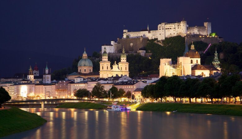 Old Town Salzburg across the Salzach river - Jiuguang Wang - wikipedia