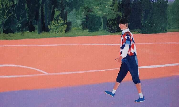 Ecem Yüksel, Pesapallo Player, 2020, kanvas üzeri yağlı boya, 40x50cm, detay