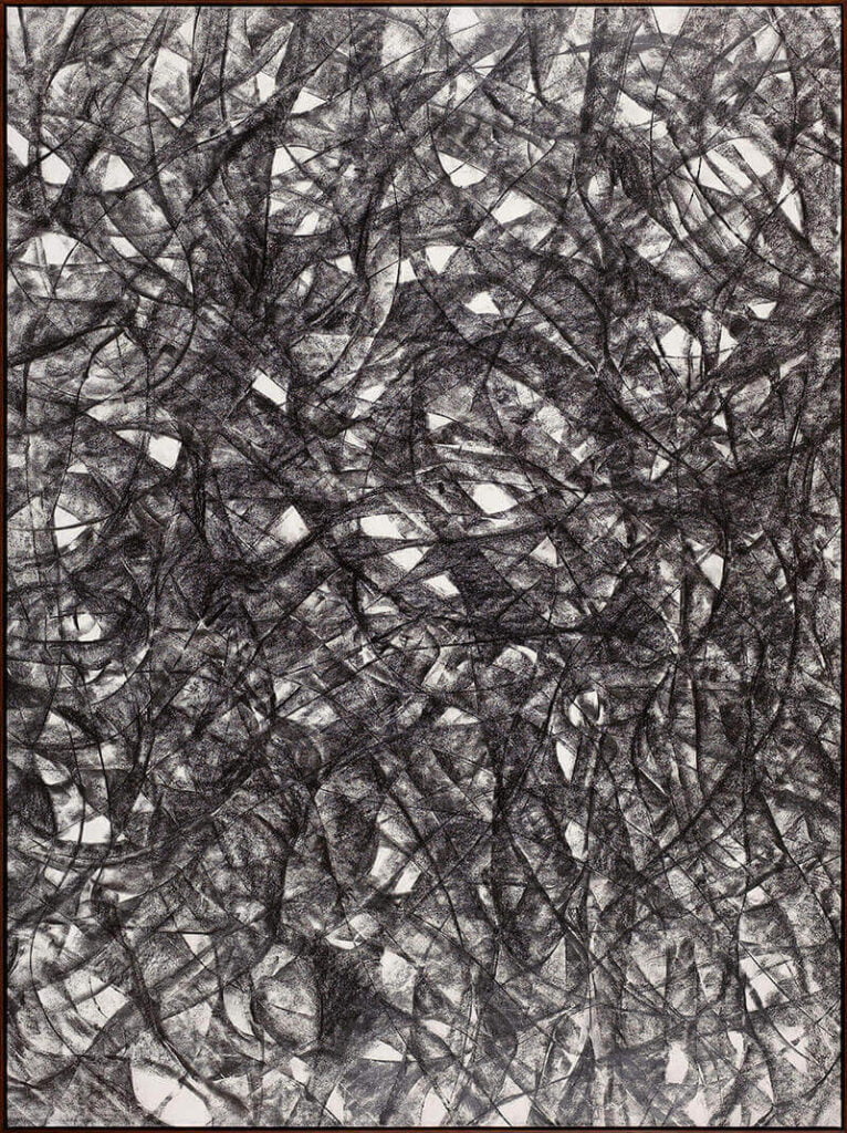 Murat Akagündüz, İz Serisi, 2021, tuvale marufle kağıt üzerine grafit kalem, 200 x 150cm