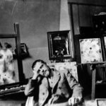 A photo taken in 1925 of Paul Klee in his Weimar workshop