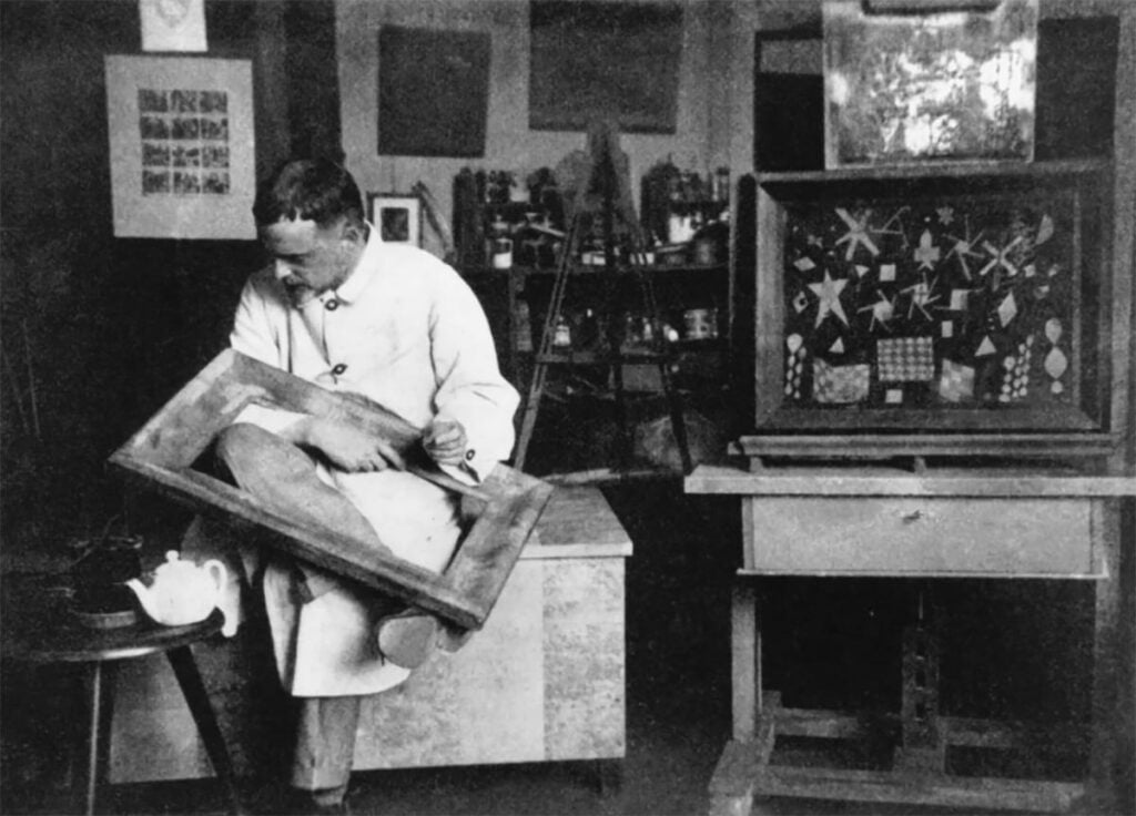 Klee at his studio in Weimar, Germany, 1924