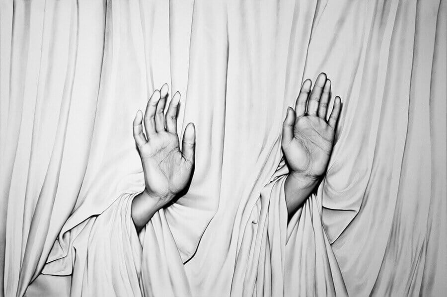 Elif Özen, The Hands, Oil on paper, 100x70cm, 2022