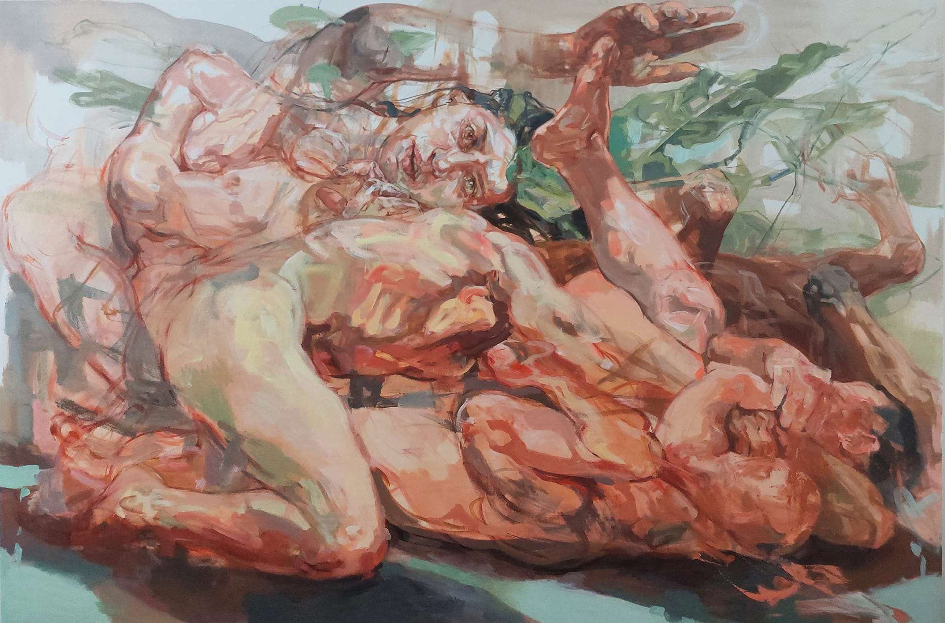 Sema Maşkılı, Breathing the Violence - Şiddeti Solumak. 2022 Oil on canvas 130x195cm