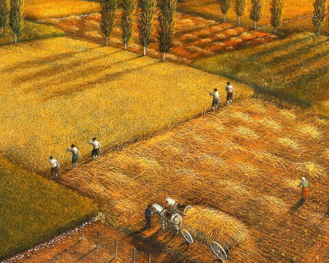 Yalçın Gökçebağ, Çiftçiler,60x80 cm, 1994, Tuval Üzerine Yağlıboya