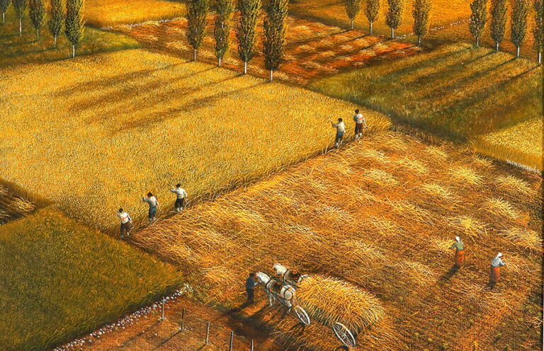 Yalçın Gökçebağ, Çiftçiler,60x80 cm, 1994, Tuval Üzerine Yağlıboya