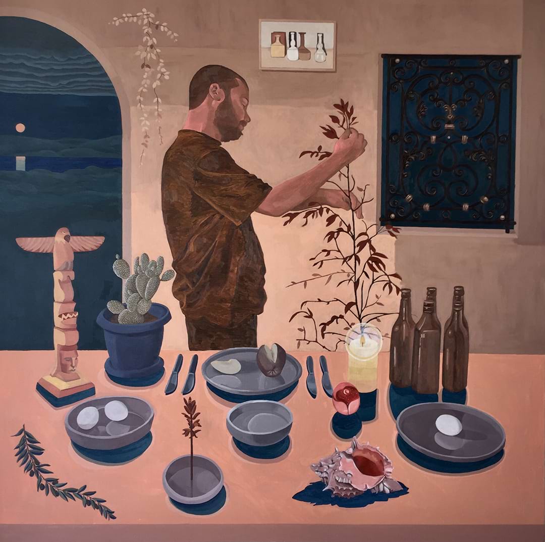 Sinan Orakçı, 2023, ''Gün I'', Tuval üzerine yağlı boya, 130 x 130 cm