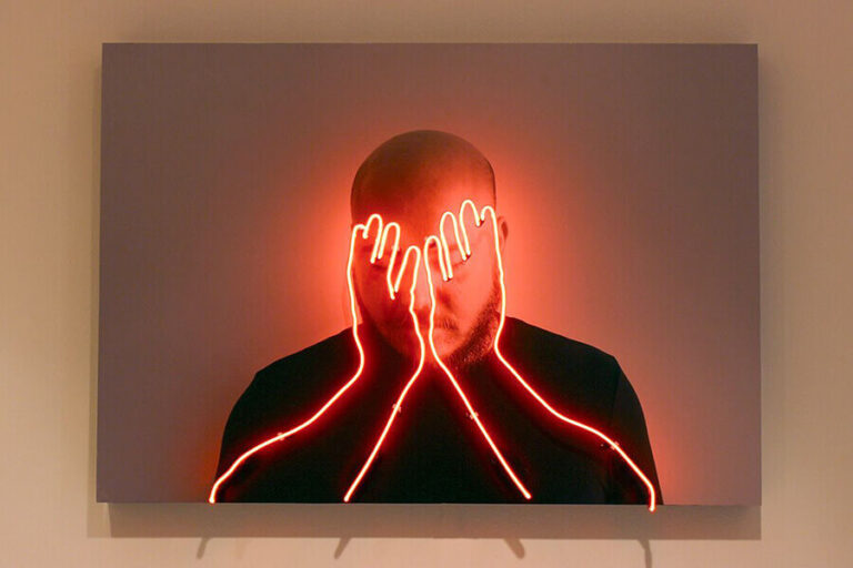 Last Few Years 2018 Neon, aluminium, digital print, electrostatic paint 70x100x15 cm