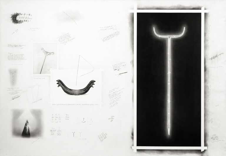 Yunus Emre Erdoğan, Study II, 2023, Kağıt Üzerine füzen, grafit, toz pastel, 103 x 147,5 çerçeveli