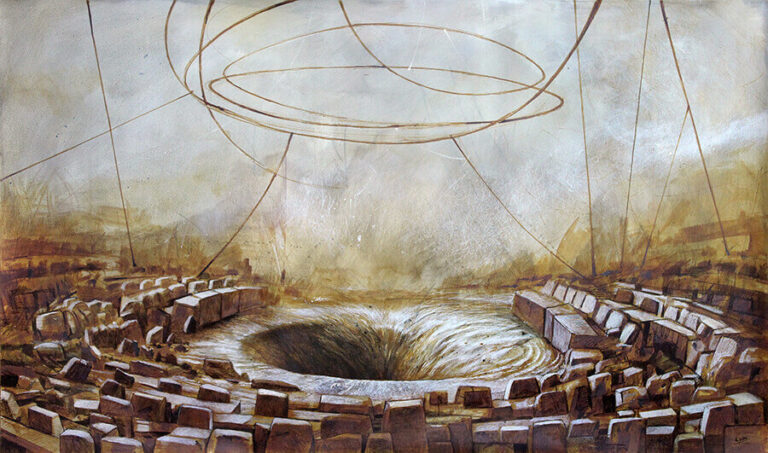 Coşkun Sami, Kader Kromozomu, 2023, Kağıt üzerine karışık teknik, 89 x 150 cm