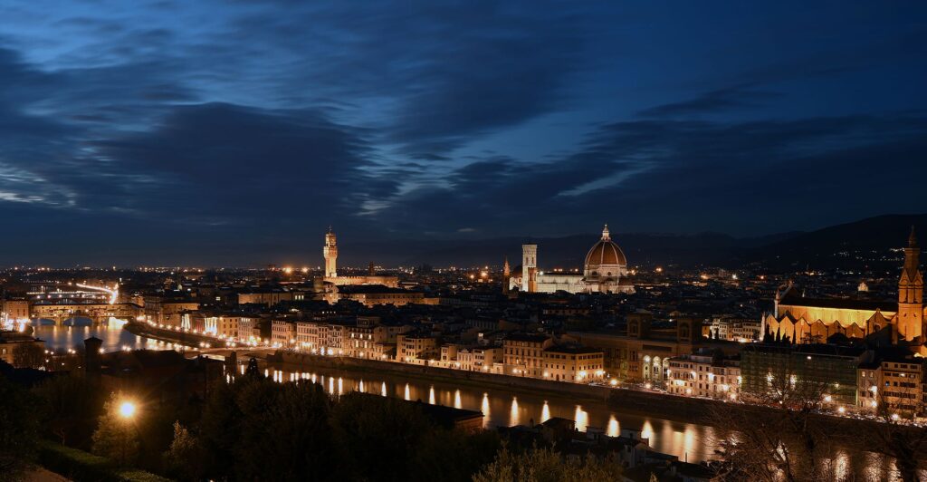 Florence at night from Piazzale Michelangelo, 5 June 2018, Architas.