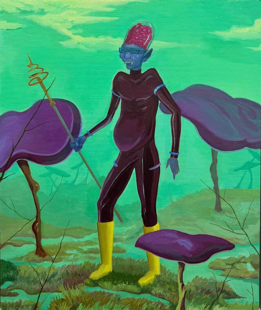 Gökhan Gökseven, "On Patrol", 2023-24, oil on board, 64.5 x 54.5