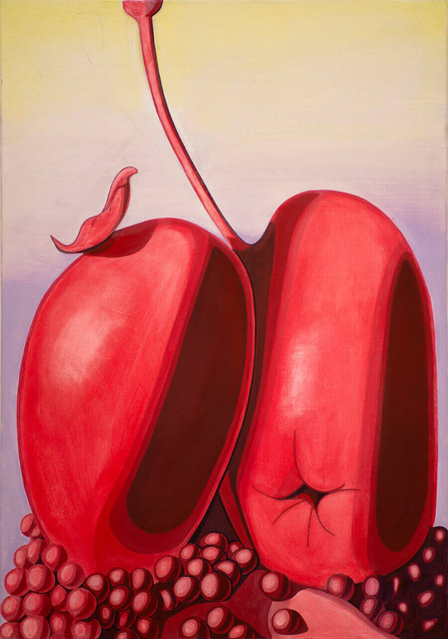 Nadine Sengstock, ''Kirschgarten'' / ''I love my bottom'', oil on canvas, 100x80 cm, 2021