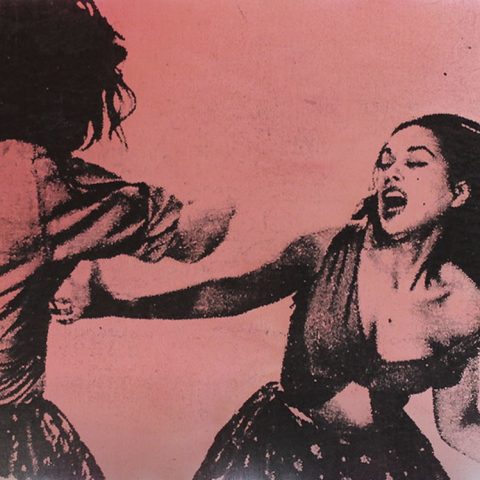 Mathilde Melek An, ''Two Beauty Queens fought'', 2014, black monotypes and red paint on silk, 60x80 cm, Photographic archives, HAYAT magazine, n°24, June 6th 1963