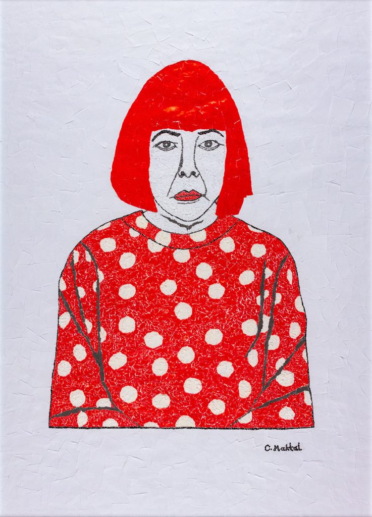 Yayoi Kusama - Puantiye, 2024, yırtılmış kağıt ile kolaj, 74x54,5cm, kağıt: 69x49,5cm