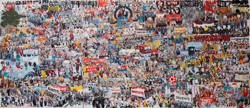 Hakan Gürsoytrak, Meydan, Tuval üzerine yağlıboya, 220x495 cm, 2014