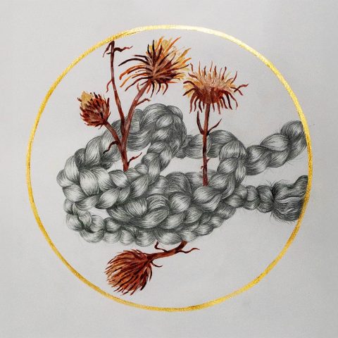 Rabia Kalyoncuoğlu, Belirsiz Çizgiler I, 2024, Kağıt Üzerine Karakalem, Akrilik, 30x30 cm