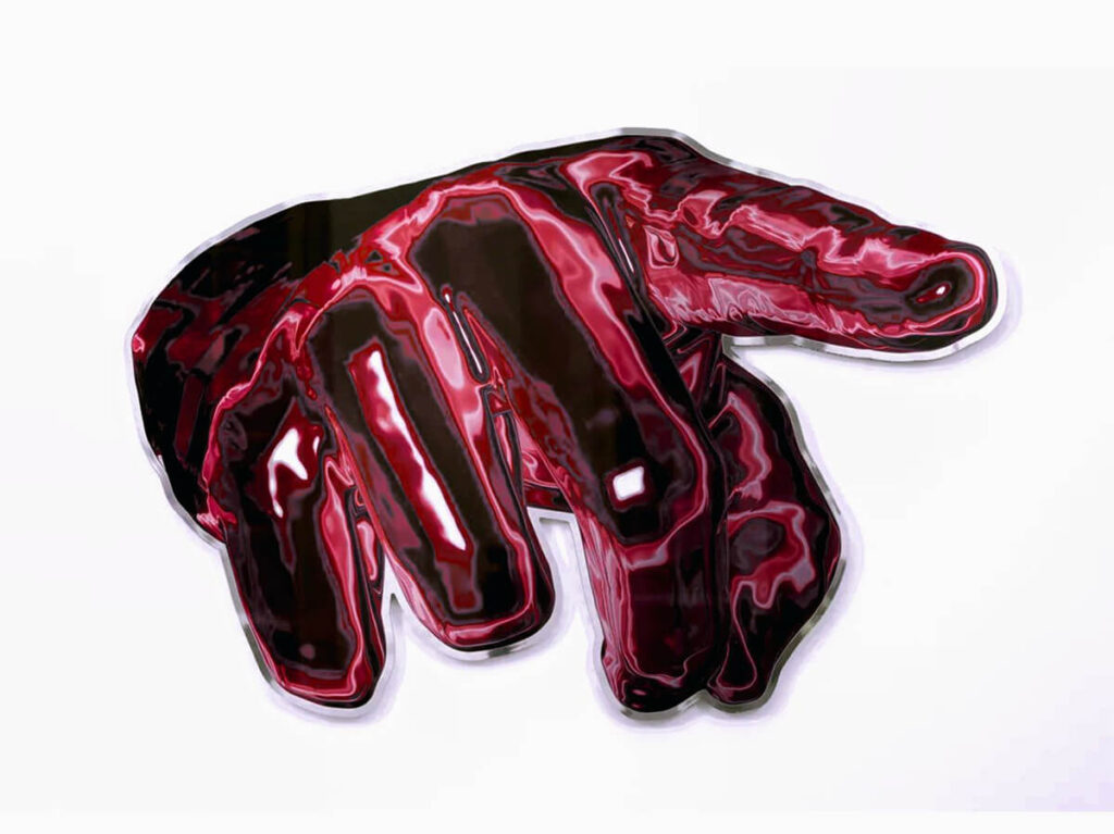 Peter Kogler, Untitled, 2023, Fineartprint onto Mirrordibond Glossy Polyester Finishing Mounted onto Alucompound Alucore Contour Cutted, 126x182cm