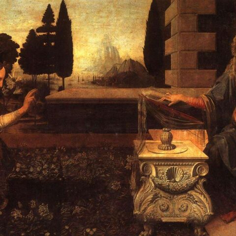 Leonardo Da Vinci, Meryem’e Müjde, 1472-76, Uffizi, Floransa.