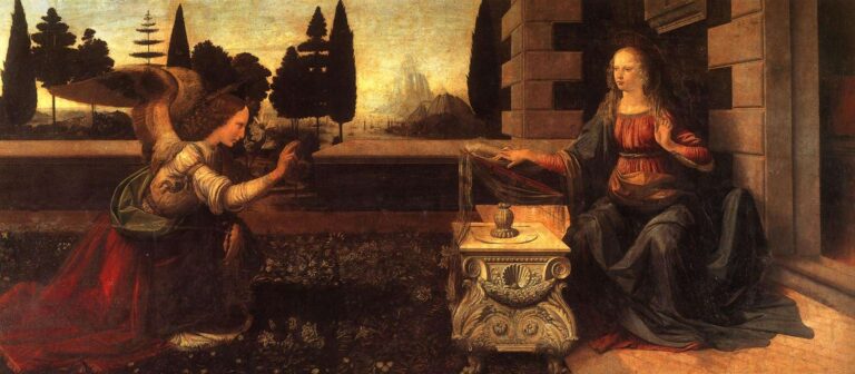 Leonardo Da Vinci, Meryem’e Müjde, 1472-76, Uffizi, Floransa.