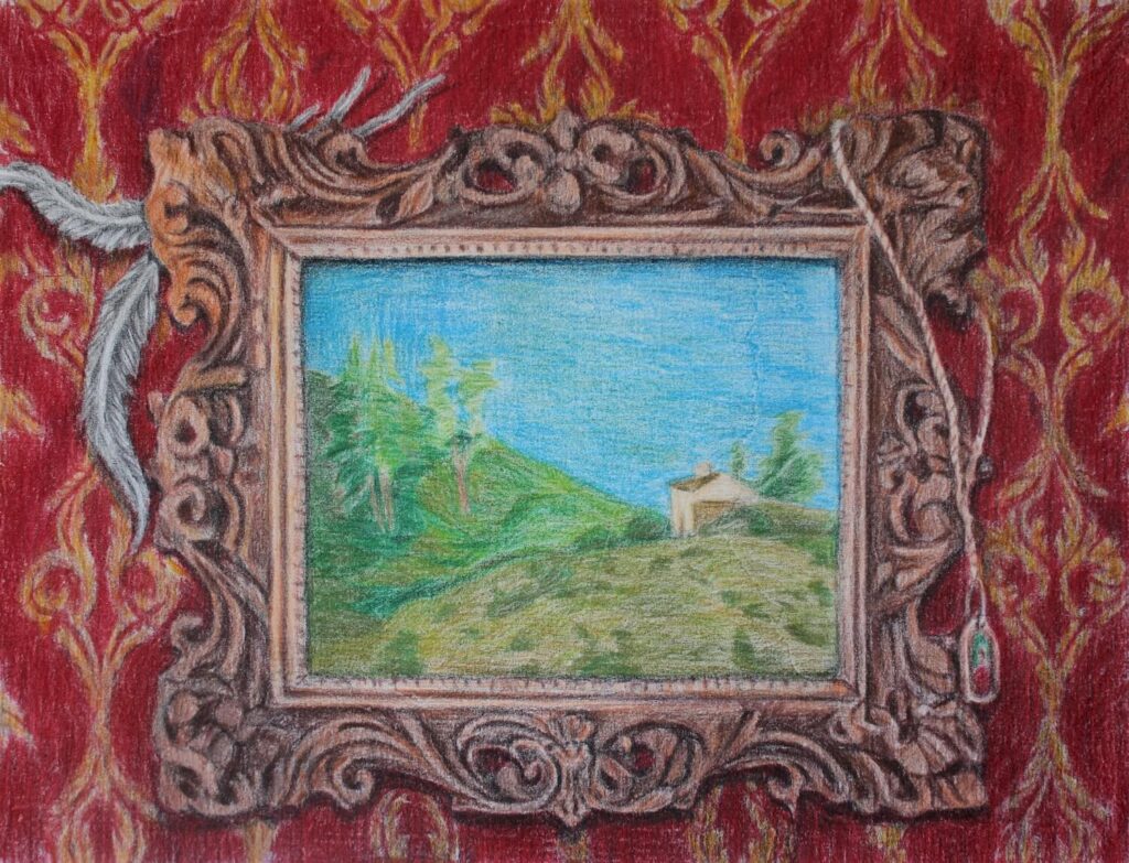 Emel Kayin, Tablo, 2026, Tuval üzerine kuru pastel, tebeşir, füzen _ Dry pastel, chalk, charcoal on canvas, 65x84 cm