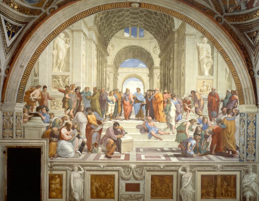 Raffaello Sanzio, Atina Okulu (Scuola di Atene), 1509-1511, 500 cm × 770 cm, Apostolik Sarayı, Vatikan
