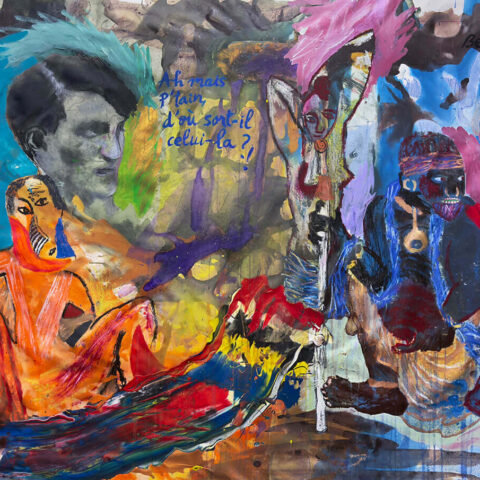 Bedri Baykam - Türkistan, Congo, Paris, İstanbul_ 600 yıl sonra kesişen yollar. 2026 Tual üzerine karışık teknik, 126x170 cm.