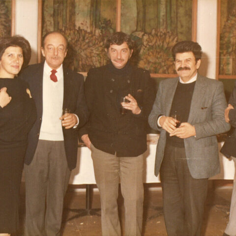 Sağdan sola: Alaettin Aksoy, Cevat Çapan, Özer Kabaş, tahminî 1980’ler Salt Araştırma, Özer Kabaş Arşivi